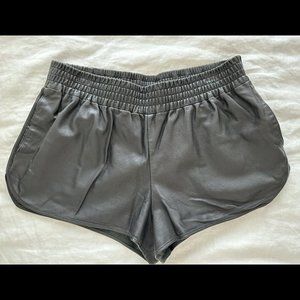 Haute Hippie Black Leather Track Shorts (sz M)